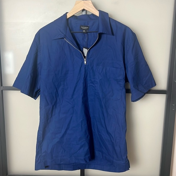 Club Monaco Short Sleeve Zip Popover Shirt Size Medium - Picture 2 of 6